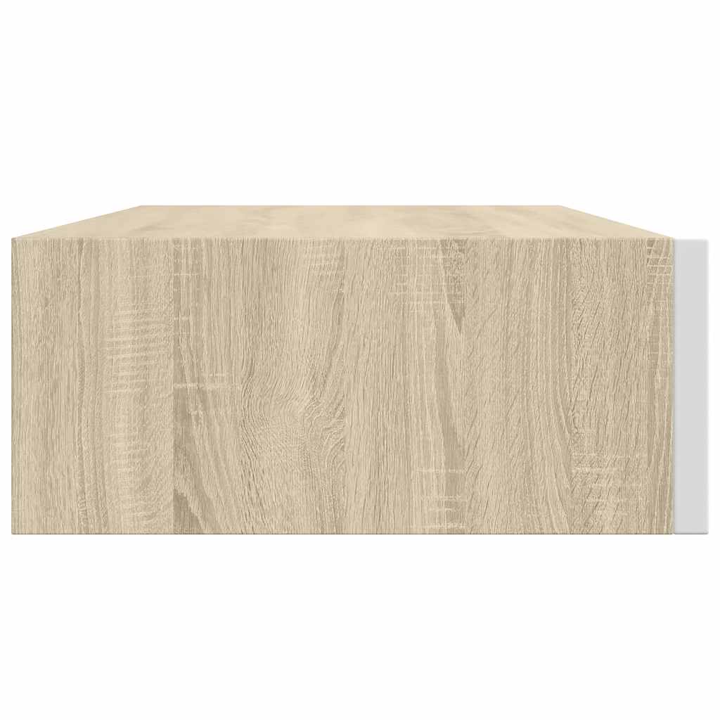 Zidna polica s ladicama hrast i bijela 40x23,5x10 cm MDF