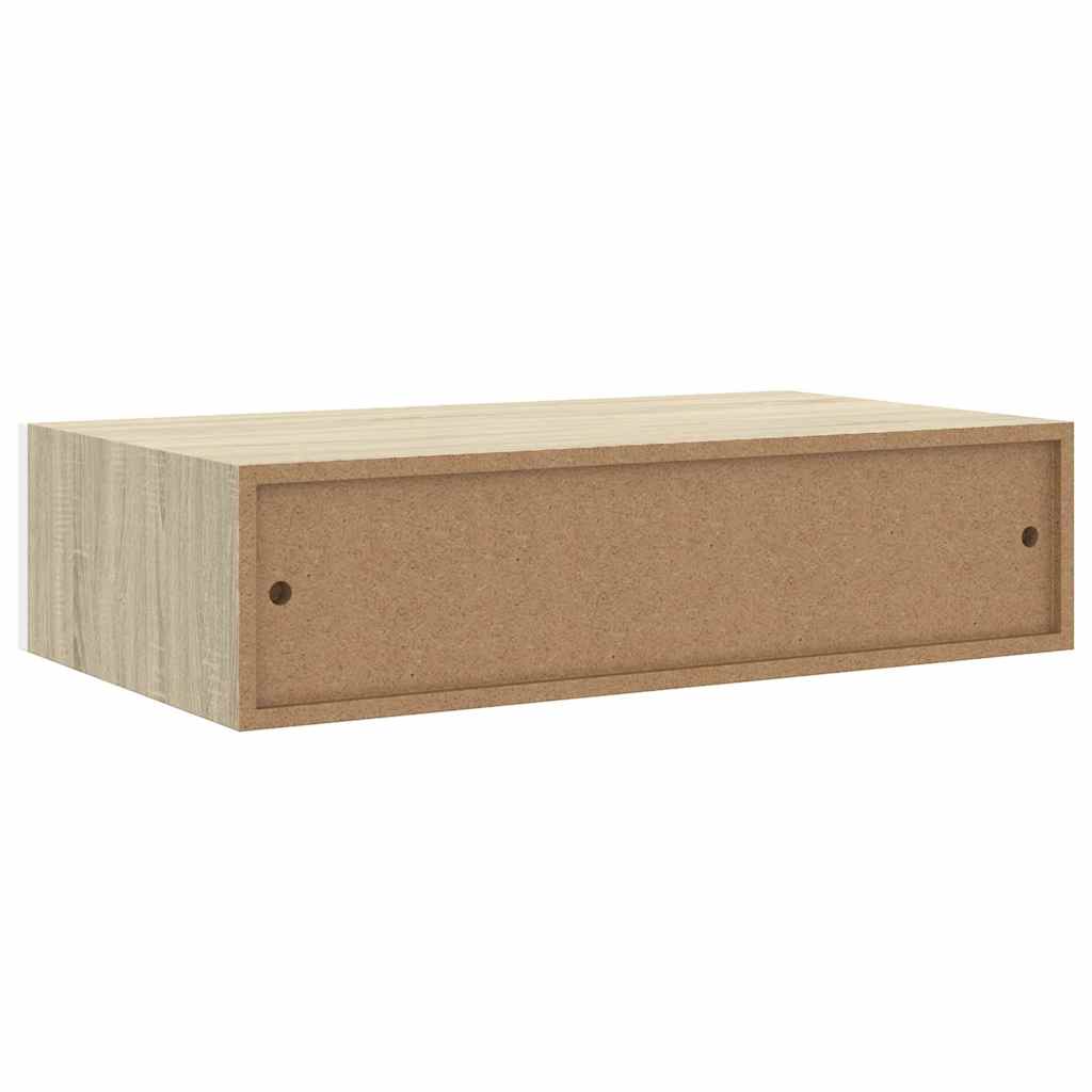 Zidna polica s ladicama hrast i bijela 40x23,5x10 cm MDF