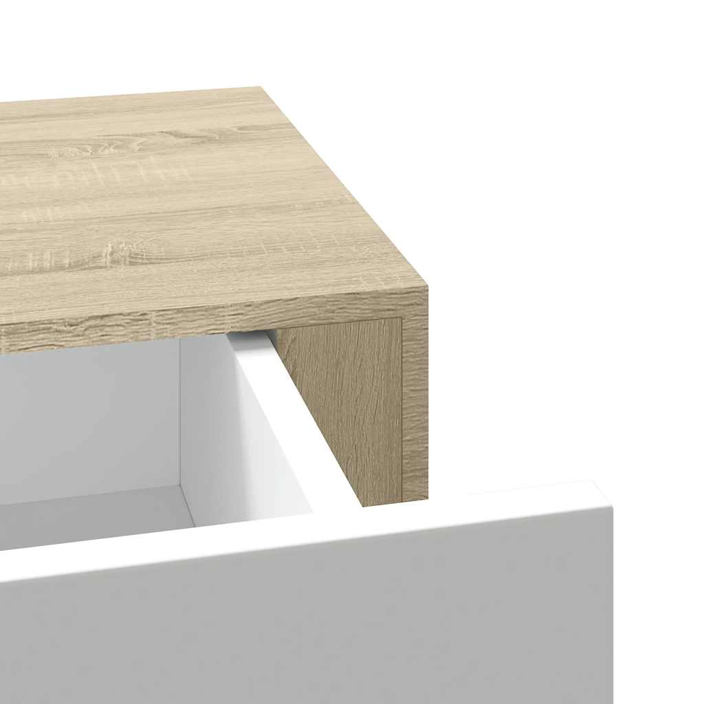Zidna polica s ladicama hrast i bijela 40x23,5x10 cm MDF