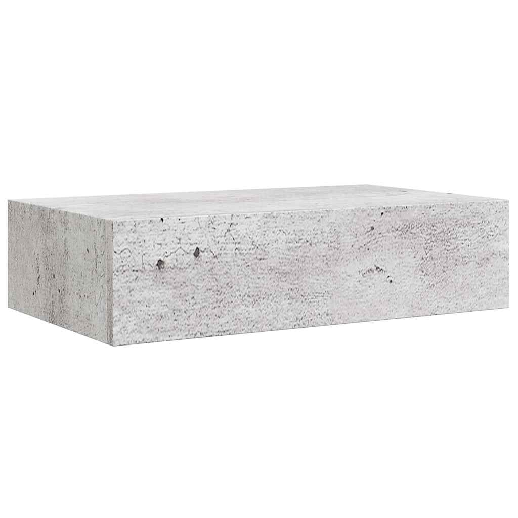 Zidna polica s ladicom siva boja betona 40 x 23,5 x 10 cm MDF
