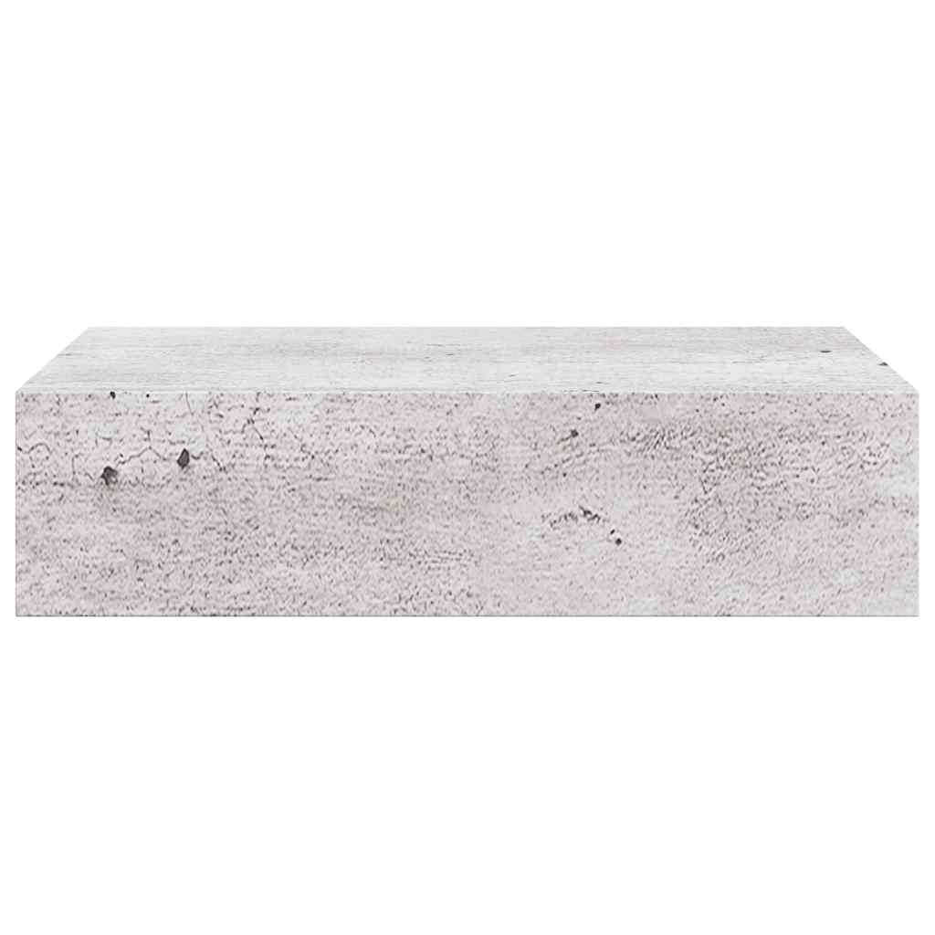 Zidna polica s ladicom siva boja betona 40 x 23,5 x 10 cm MDF