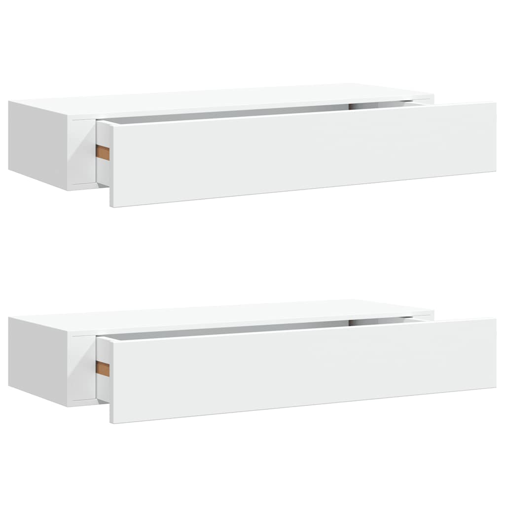 Zidne police s ladicom 2 kom bijele 60 x 23,5 x 10 cm MDF