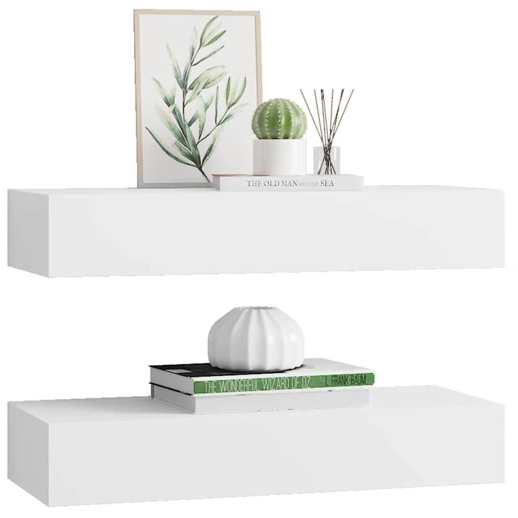 Zidne police s ladicom 2 kom bijele 60 x 23,5 x 10 cm MDF