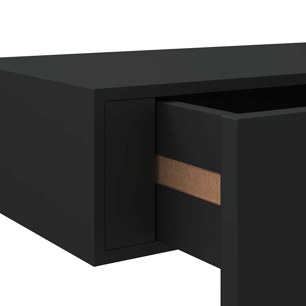 Zidna polica s ladicom crna 60 x 23,5 x 10 cm MDF