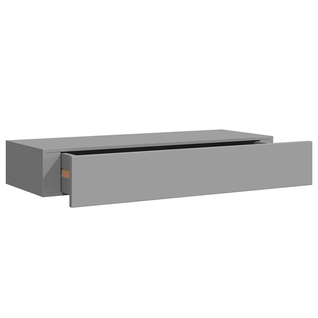 Zidne police s ladicom 2 kom sive 60 x 23,5 x 10 cm MDF