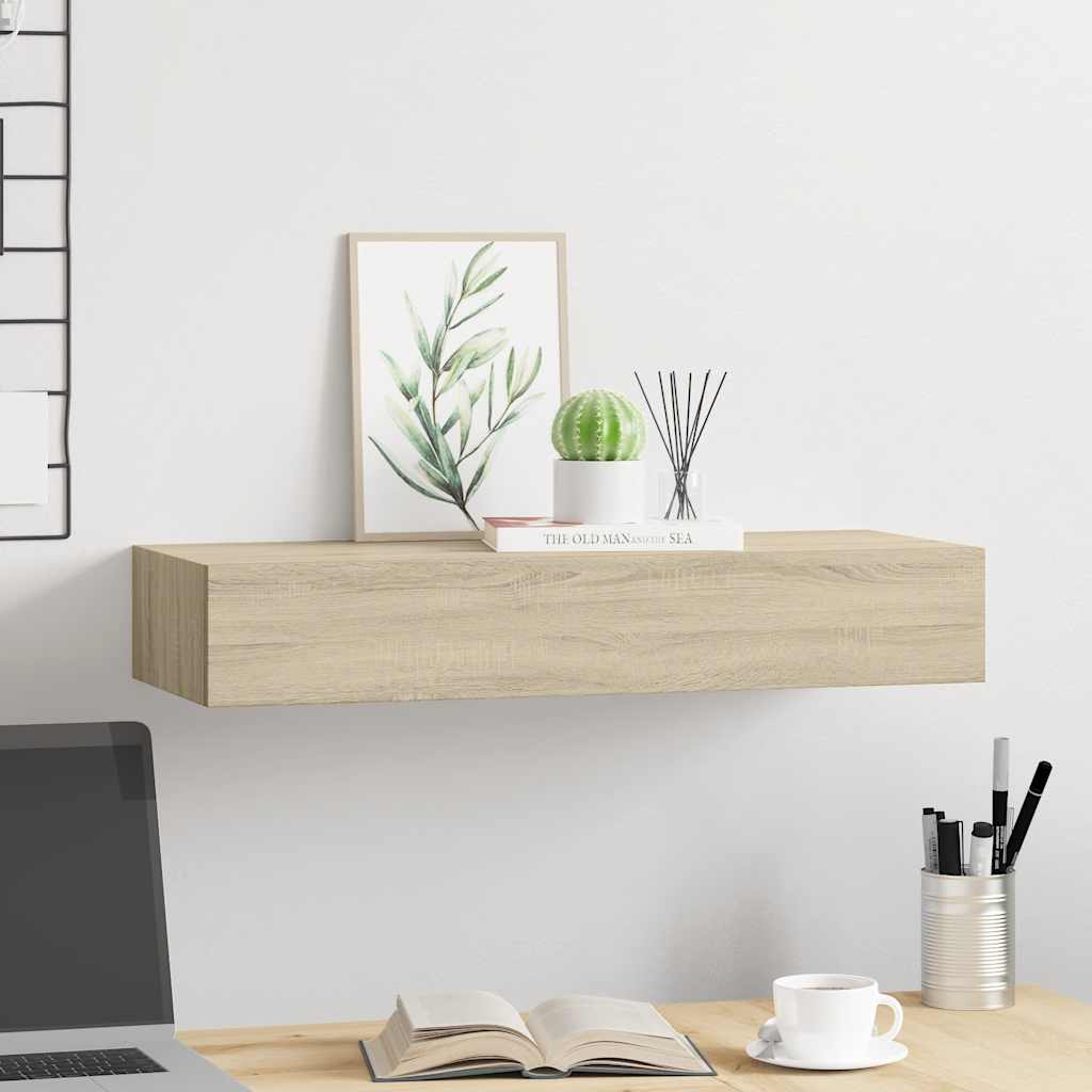 Zidna polica s ladicom boja hrasta 60 x 23,5 x 10 cm MDF
