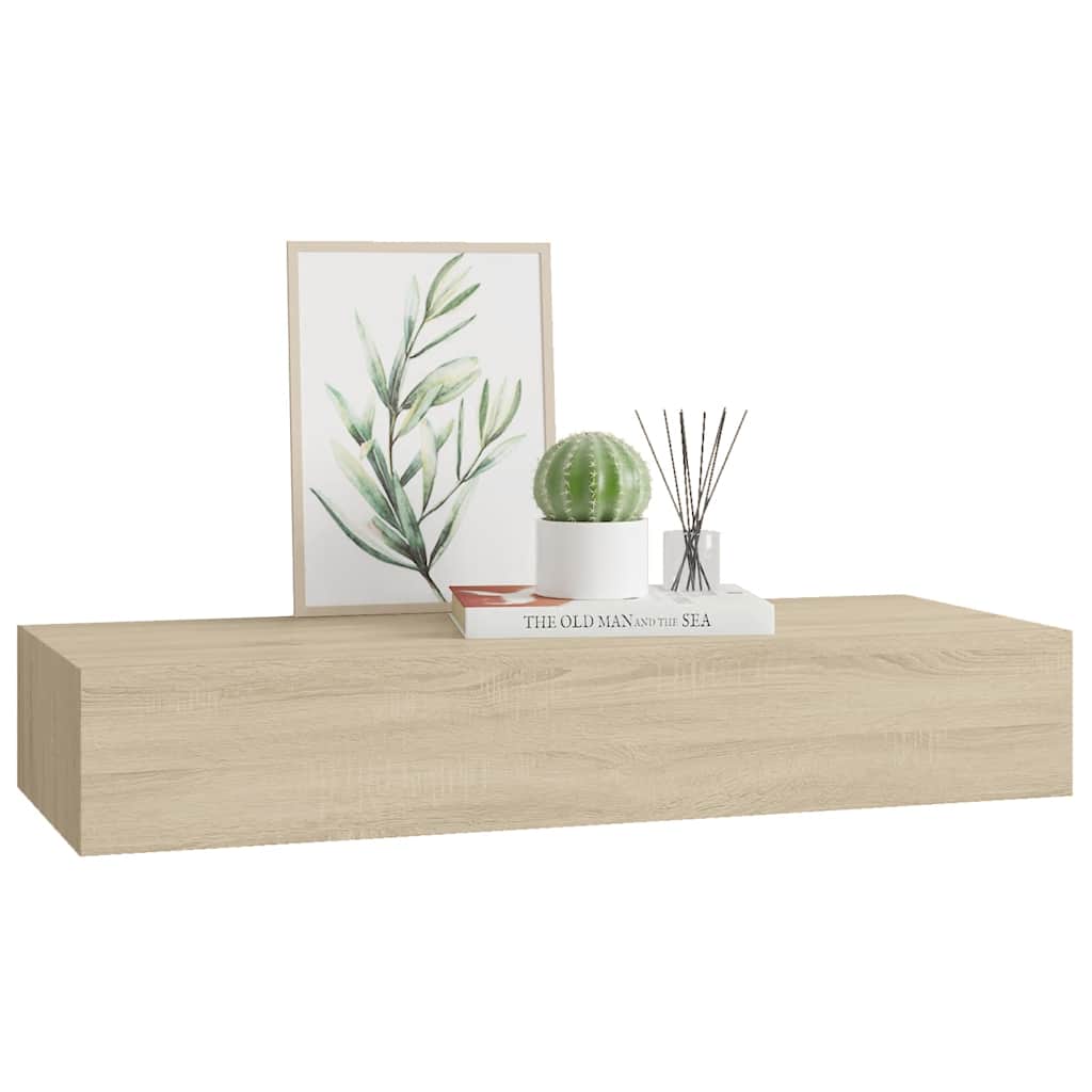Zidna polica s ladicom boja hrasta 60 x 23,5 x 10 cm MDF