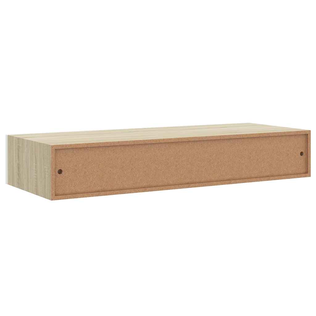 Zidna polica s ladicama hrast i bijela 60x23,5x10 cm MDF