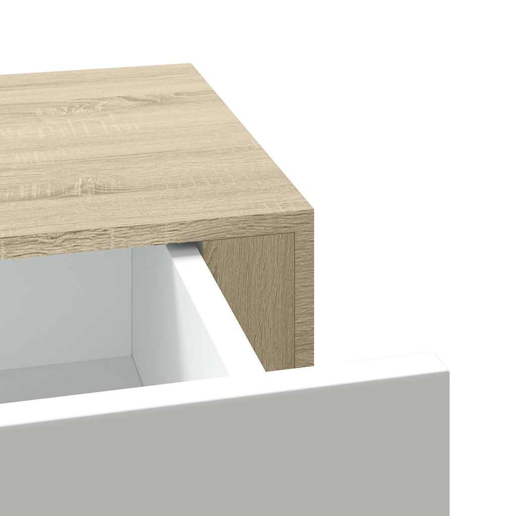 Zidna polica s ladicama hrast i bijela 60x23,5x10 cm MDF