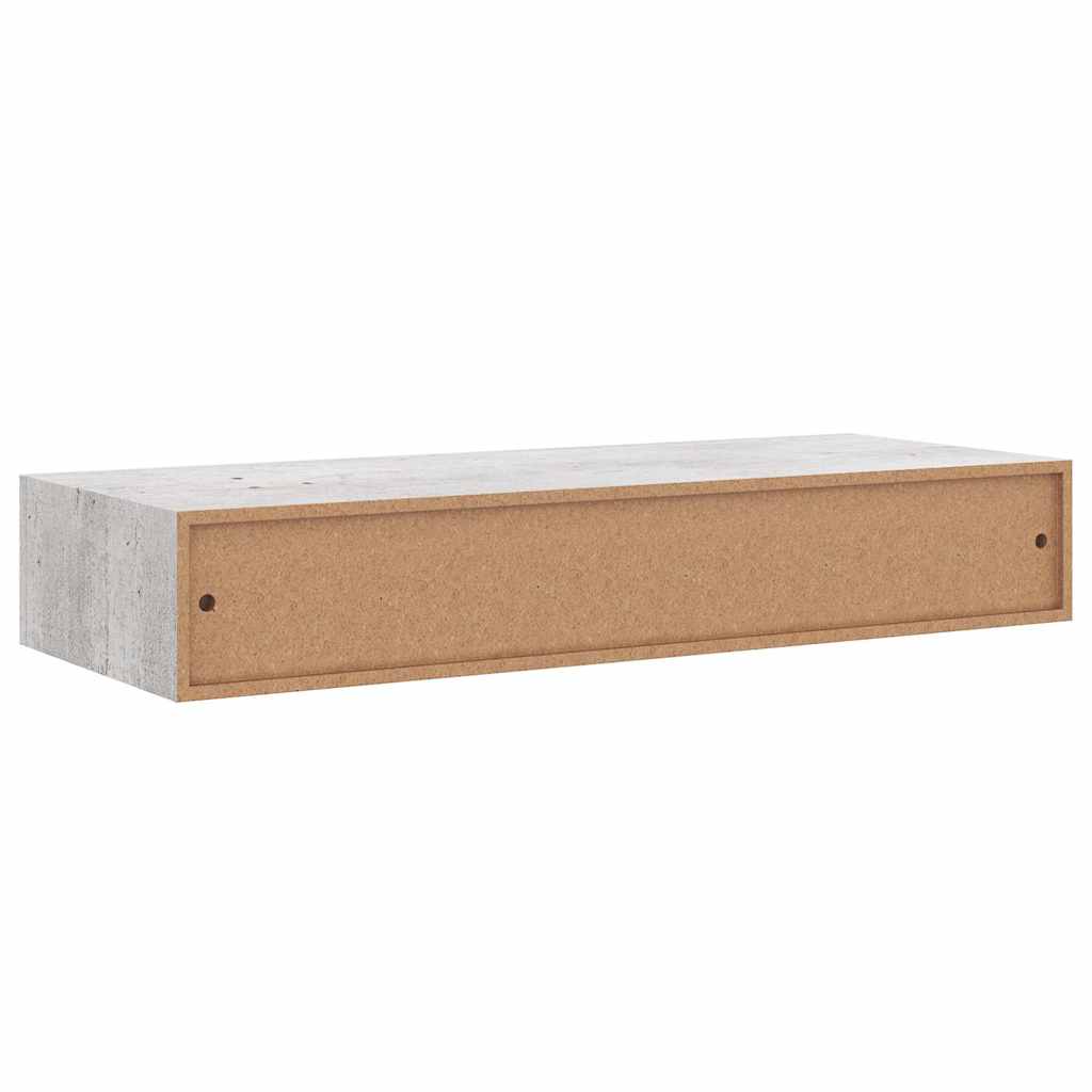 Zidne police s ladicom 2 kom boja betona 60 x 23,5 x 10 cm MDF