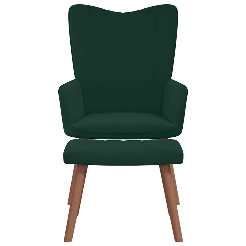 Stolica za opuštanje s osloncem za noge tamnozelena baršunasta