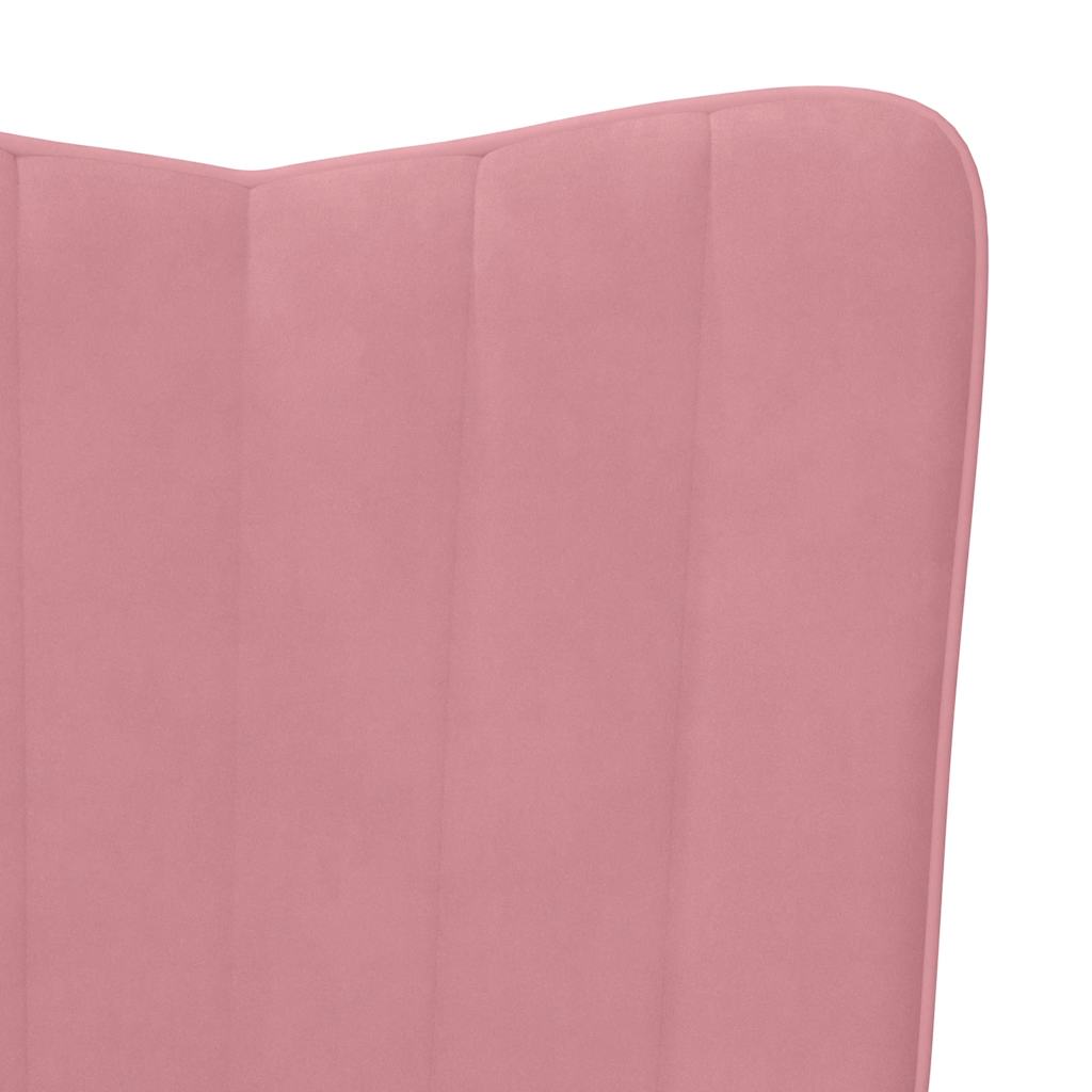 Stolica za opuštanje s osloncem za noge ružičasta baršunasta