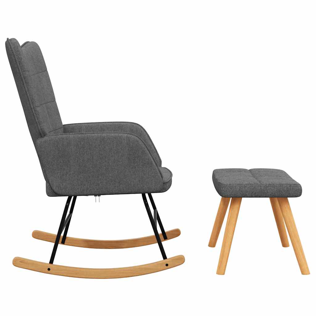 Stolica za ljuljanje s osloncem za noge tamnosiva od tkanine