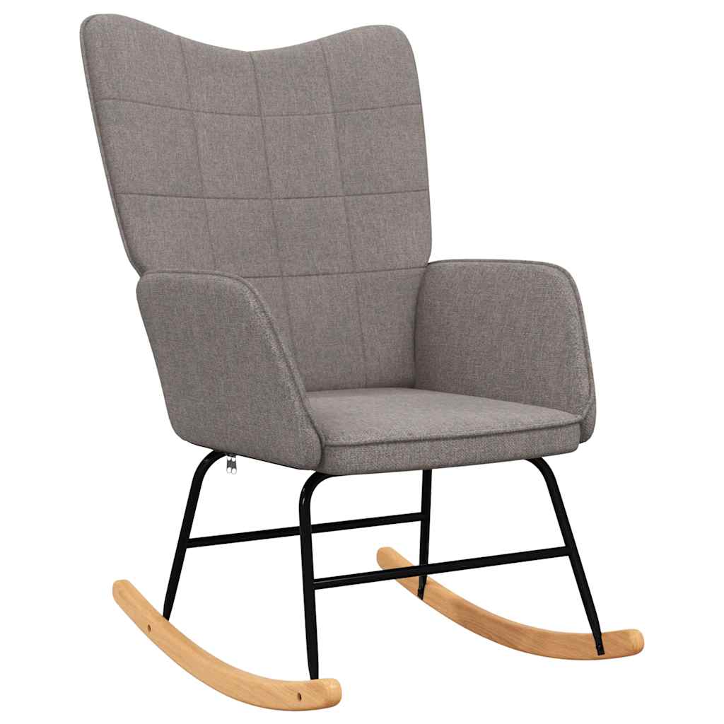Stolica za ljuljanje s osloncem za noge smeđe-siva od tkanine