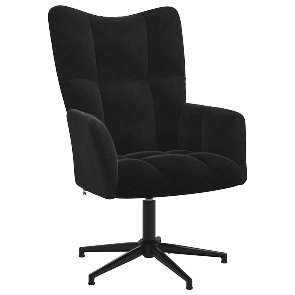 Stolica za opuštanje s osloncem za noge crna baršunasta