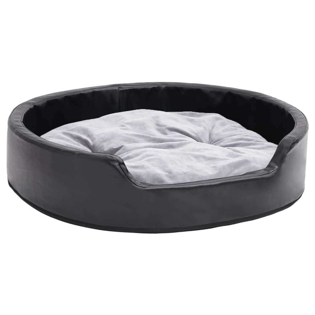 Krevet za pse crno-sivi 79 x 70 x 19 cm od pliša i umjetne kože
