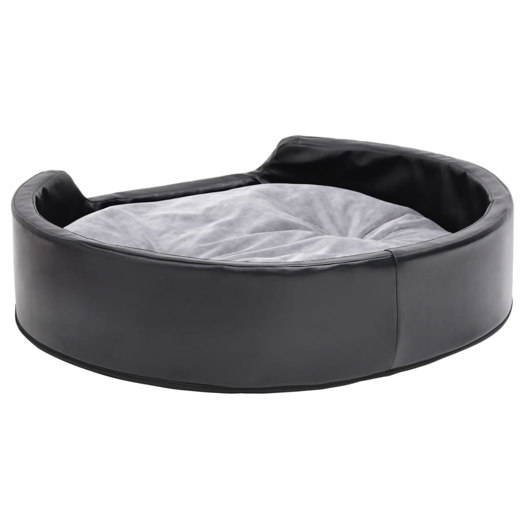 Krevet za pse crno-sivi 79 x 70 x 19 cm od pliša i umjetne kože