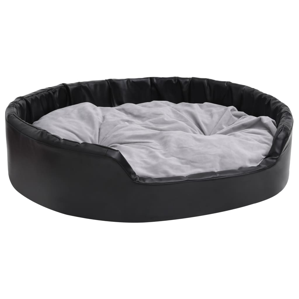 Krevet za pse crno-sivi 99 x 89 x 21 cm od pliša i umjetne kože