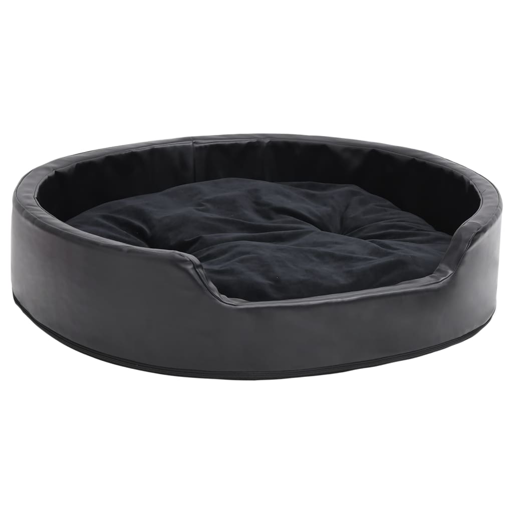 Krevet za pse crni 79 x 70 x 19 cm od pliša i umjetne kože
