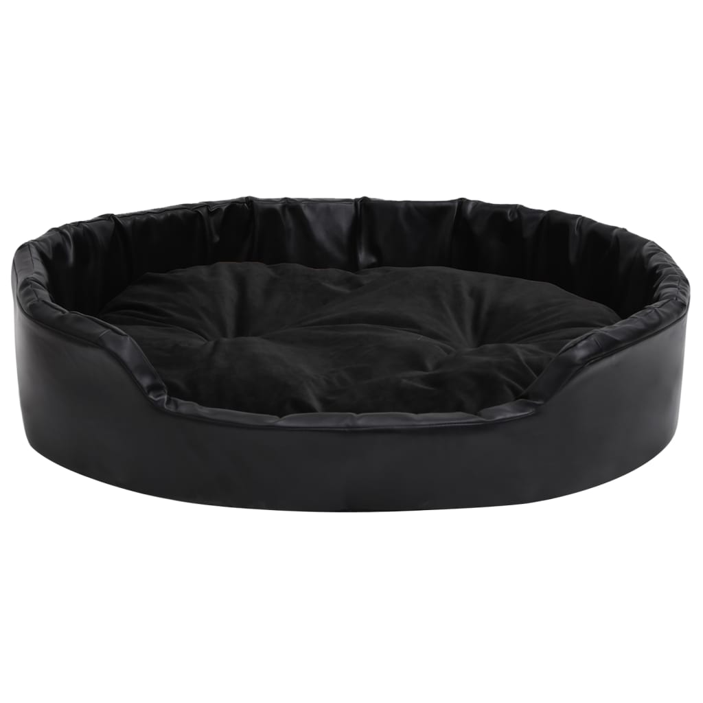 Krevet za pse crni 90 x 79 x 20 cm od pliša i umjetne kože