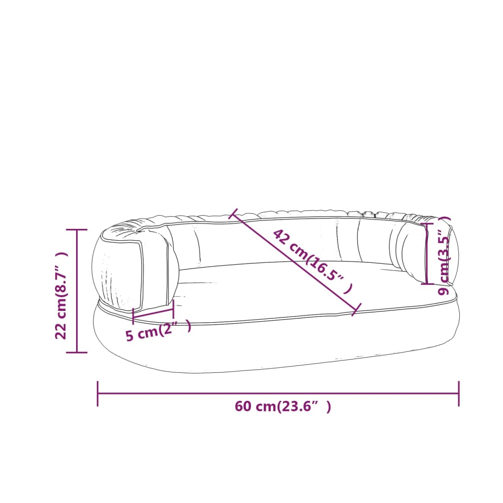 Ergonomski pjenasti krevet za pse sivi 60 x 42 cm umjetna koža