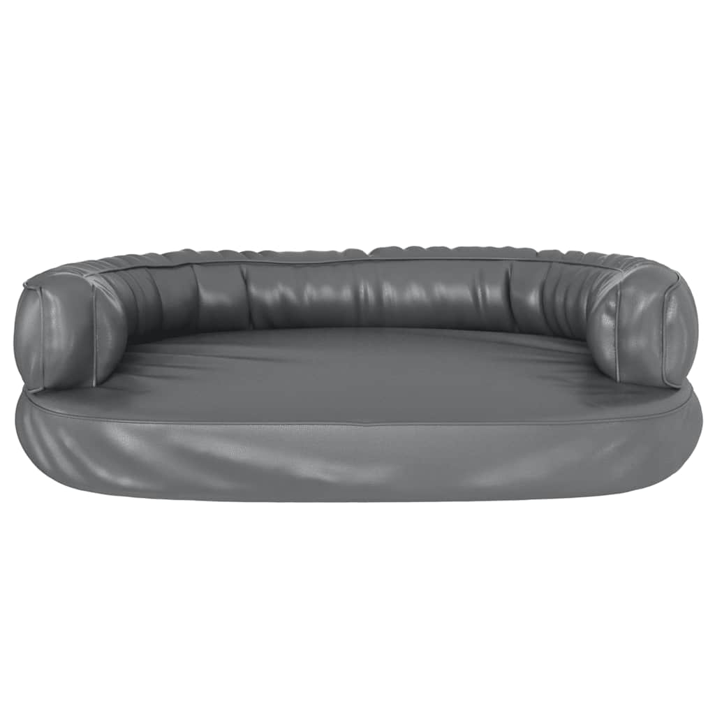 Ergonomski pjenasti krevet za pse sivi 75 x 53 cm umjetna koža