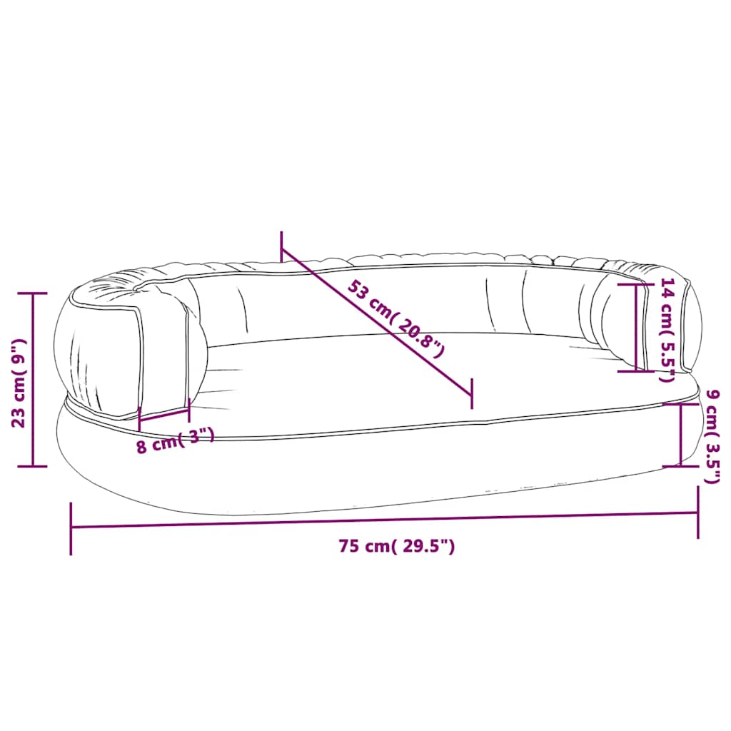 Ergonomski pjenasti krevet za pse sivi 75 x 53 cm umjetna koža