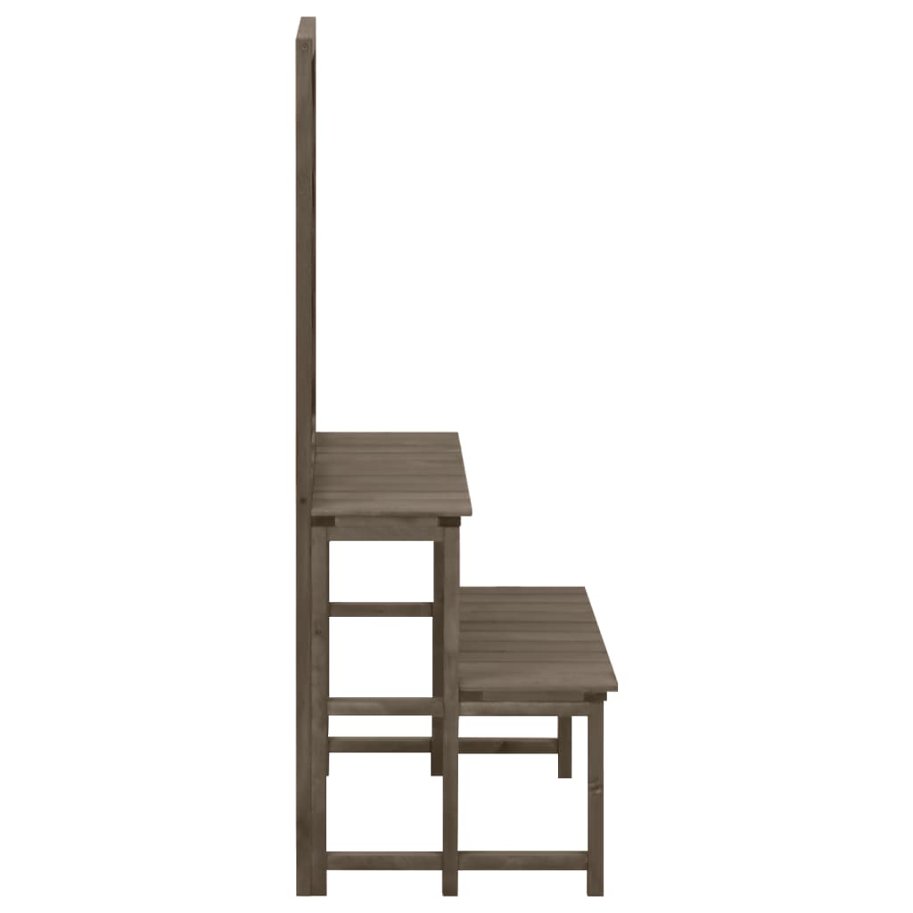 Stalak za biljke s rešetkom sivi 70x42x115 cm masivna jelovina