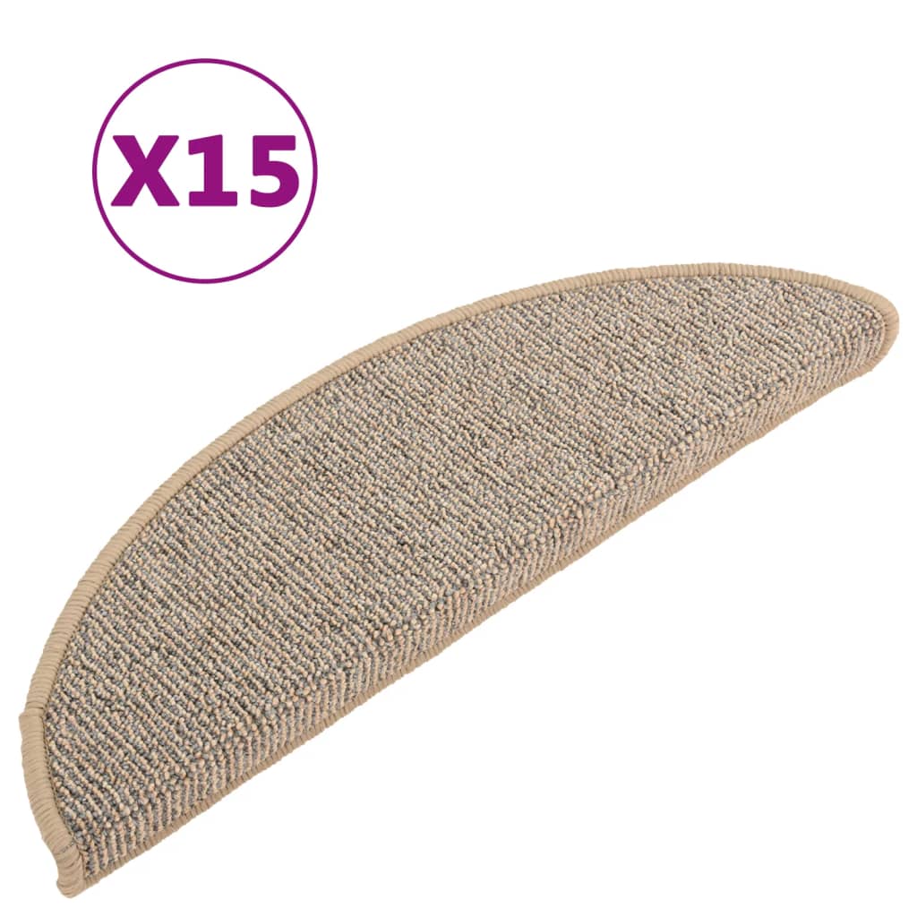 Prostirke za stepenice 15 kom 56x17x3 cm smeđe poluokrugle
