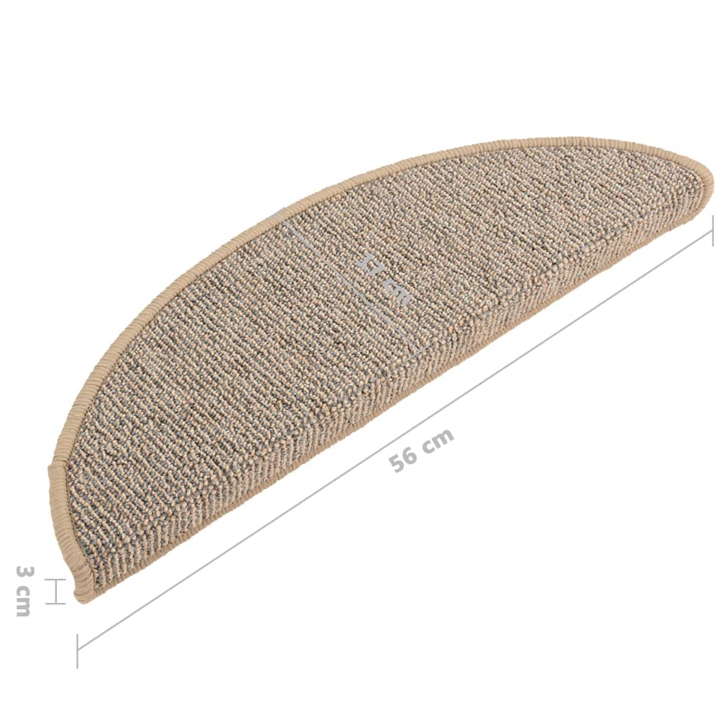 Prostirke za stepenice 15 kom 56x17x3 cm smeđe poluokrugle