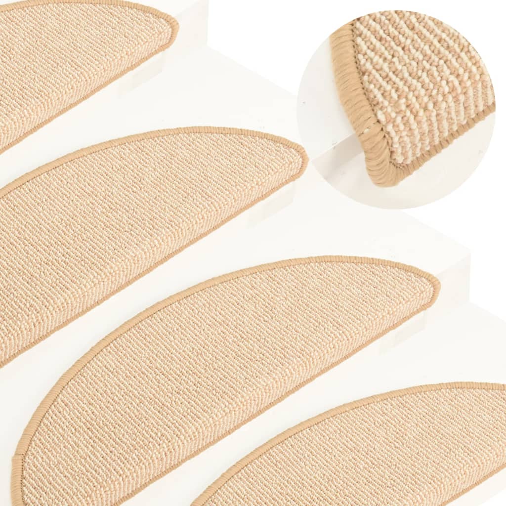 Prostirke za stepenice 15 kom 56x17x3 cm krem poluokrugle
