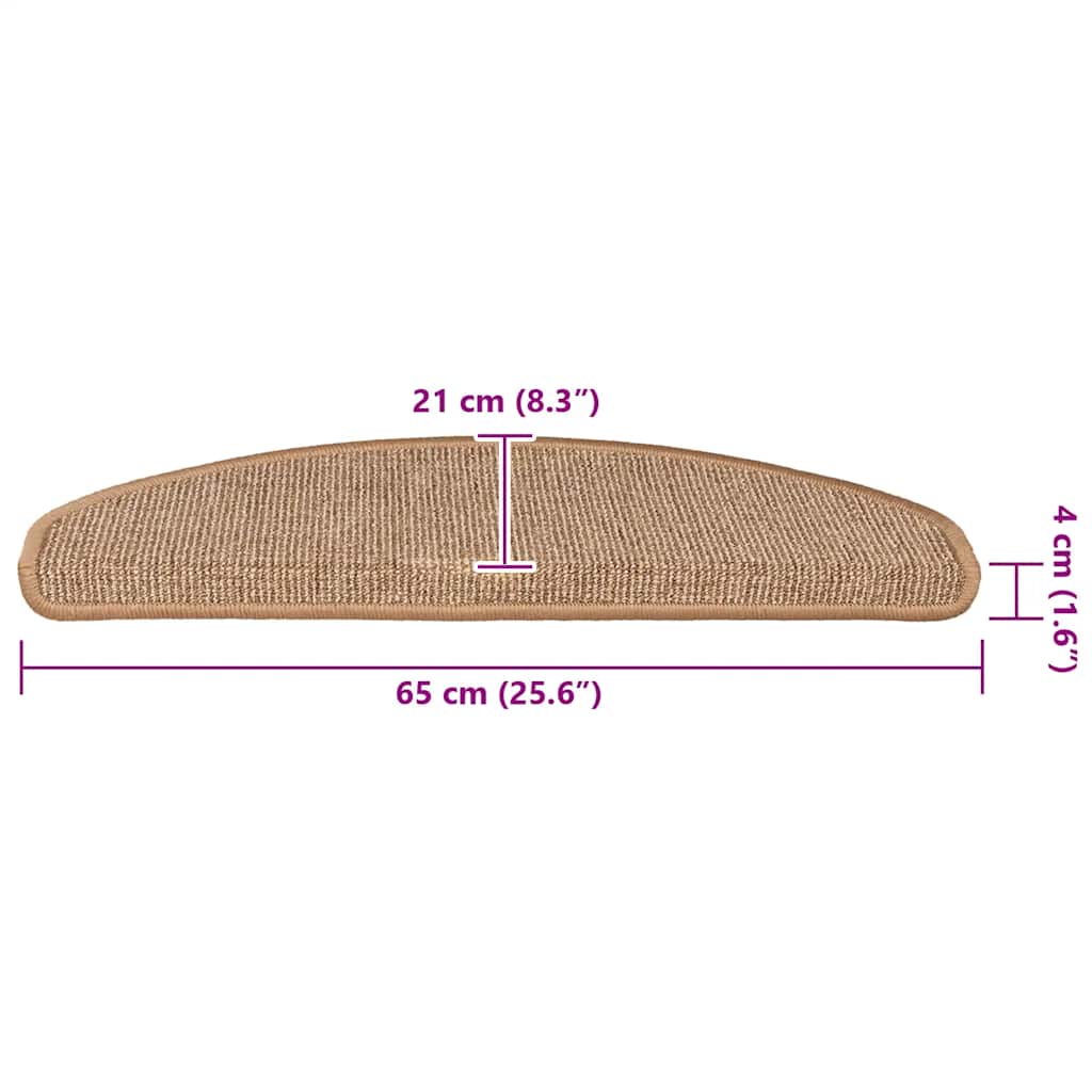 Prostirke za stepenice 15 kom 65x21x4 cm svijetlosmeđe poluokrugle velike