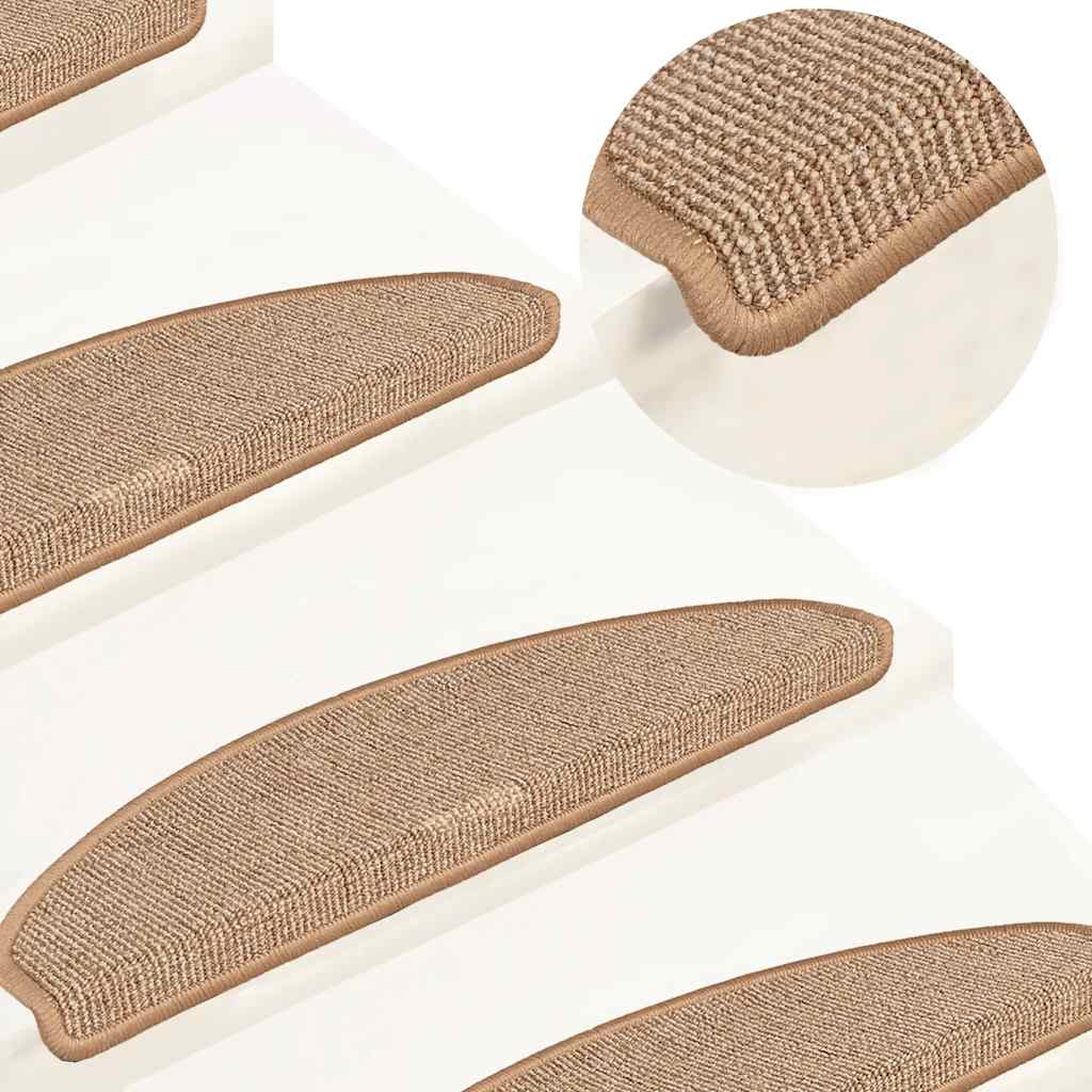 Prostirke za stepenice 15 kom 65x21x4 cm svijetlosmeđe poluokrugle velike