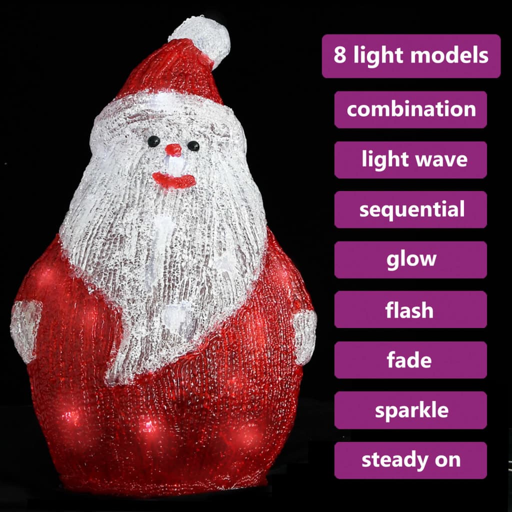 LED božićna akrilna figura Djeda Mraza unutarnja i vanjska 28cm