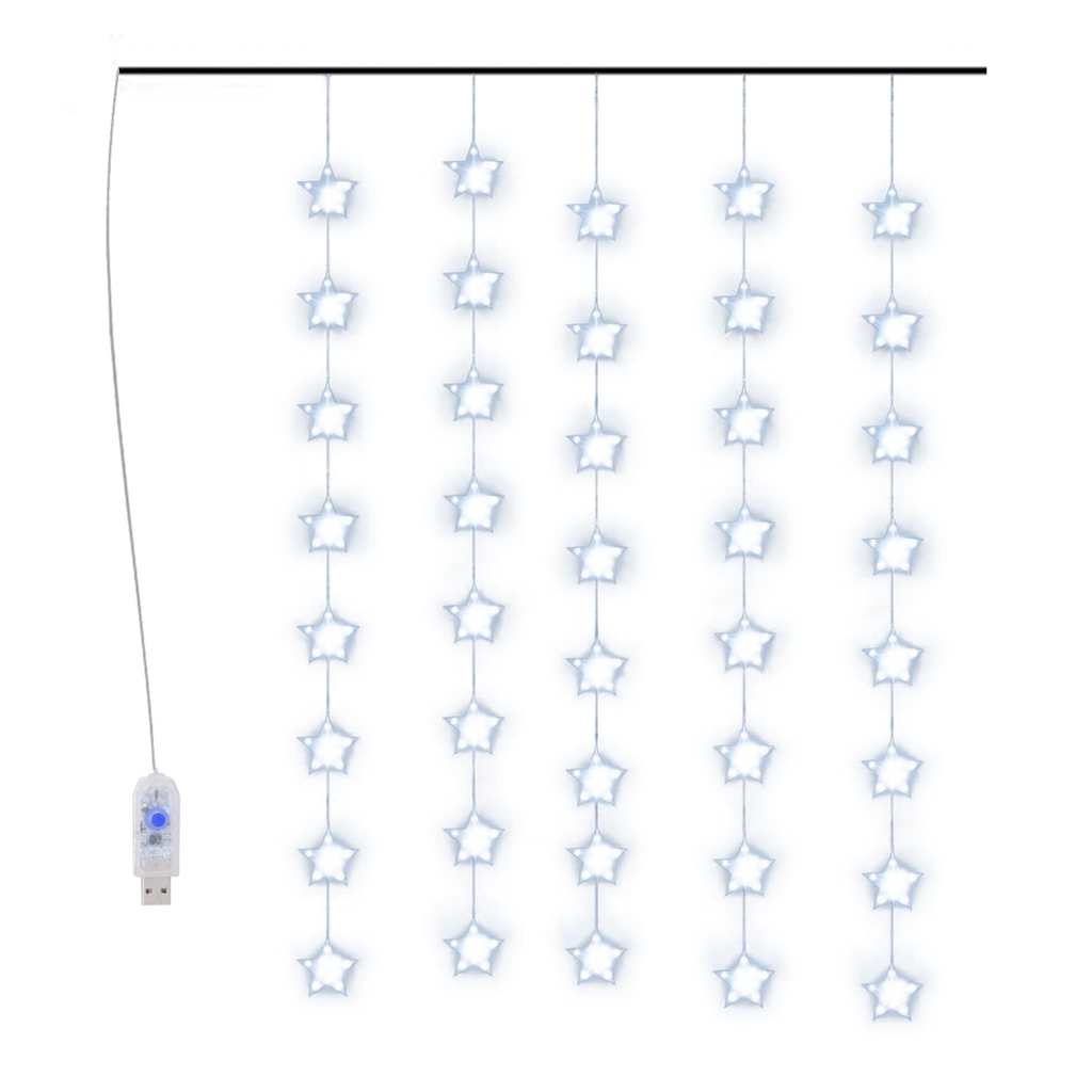 LED vilinska zavjesa sa zvijezdama 200 LED plave 8 funkcija