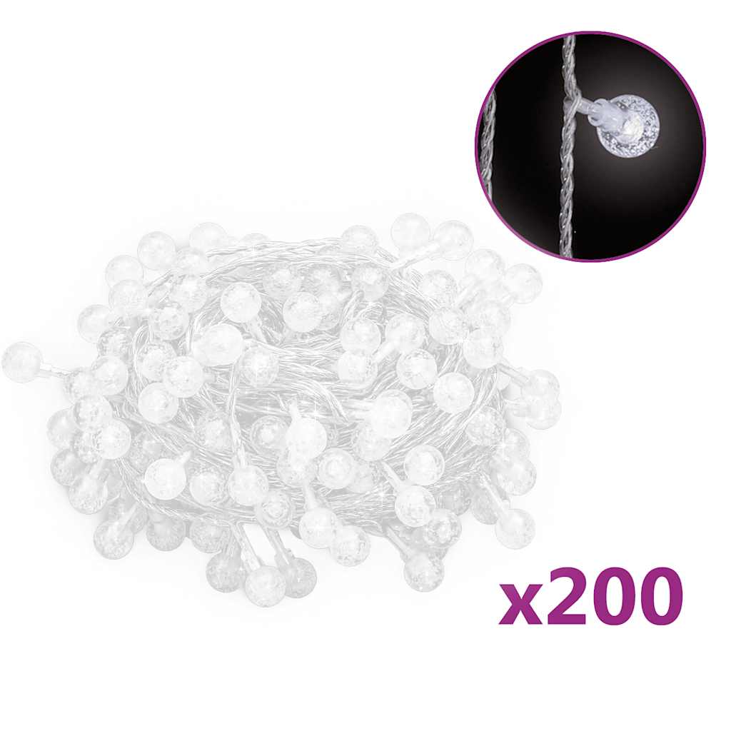 Vilinski rasvjetni lanac 20 m 200 LED hladni bijeli 8 funkcija