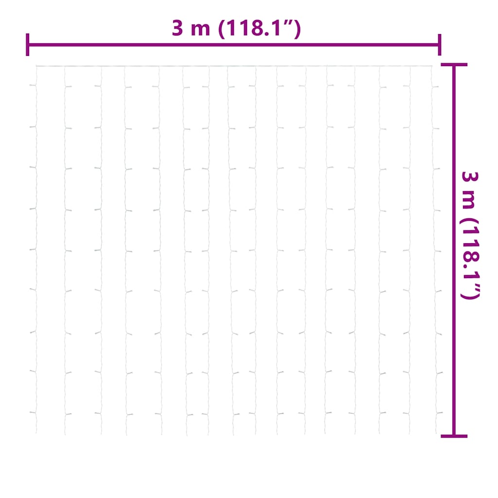 LED vilinska zavjesa 3 x 3 m 300 LED tople bijele 8 funkcija