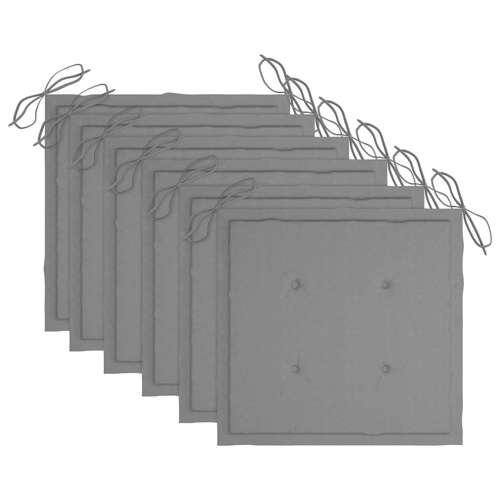 Sklopive vrtne stolice s jastucima 6 kom od masivne tikovine
