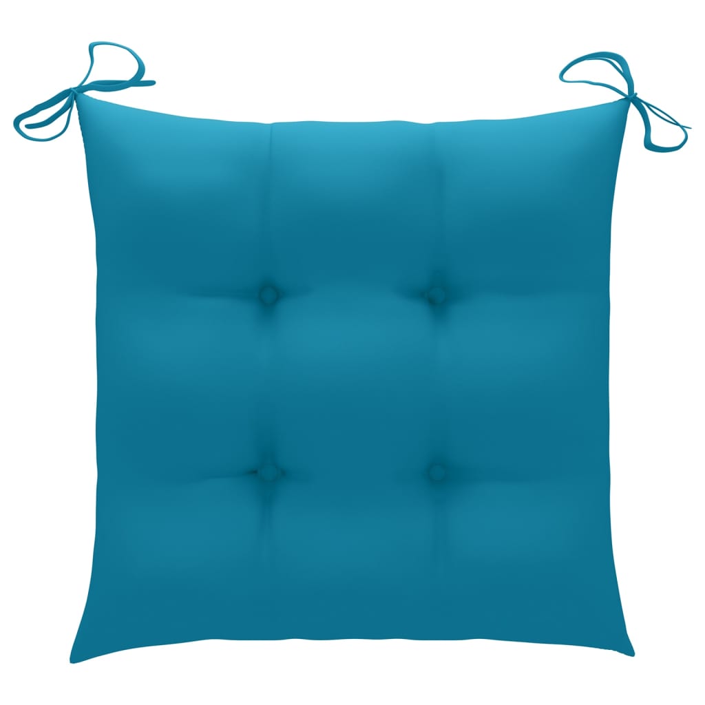 Vrtne stolice sa svjetloplavim jastucima 8 kom masivna tikovina