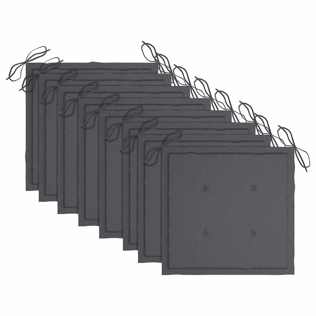 Vrtne stolice s antracit jastucima 8 kom od masivne tikovine