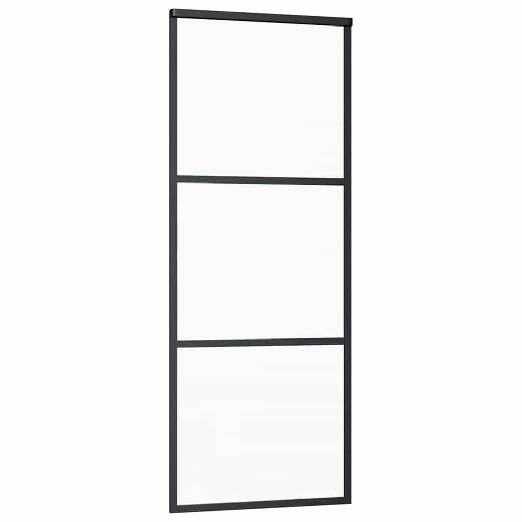 Klizna vrata s 3 panela od stakla ESG i aluminija 76 x 205 cm crna