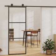 Klizna vrata s 3 panela od stakla ESG i aluminija 76 x 205 cm crna