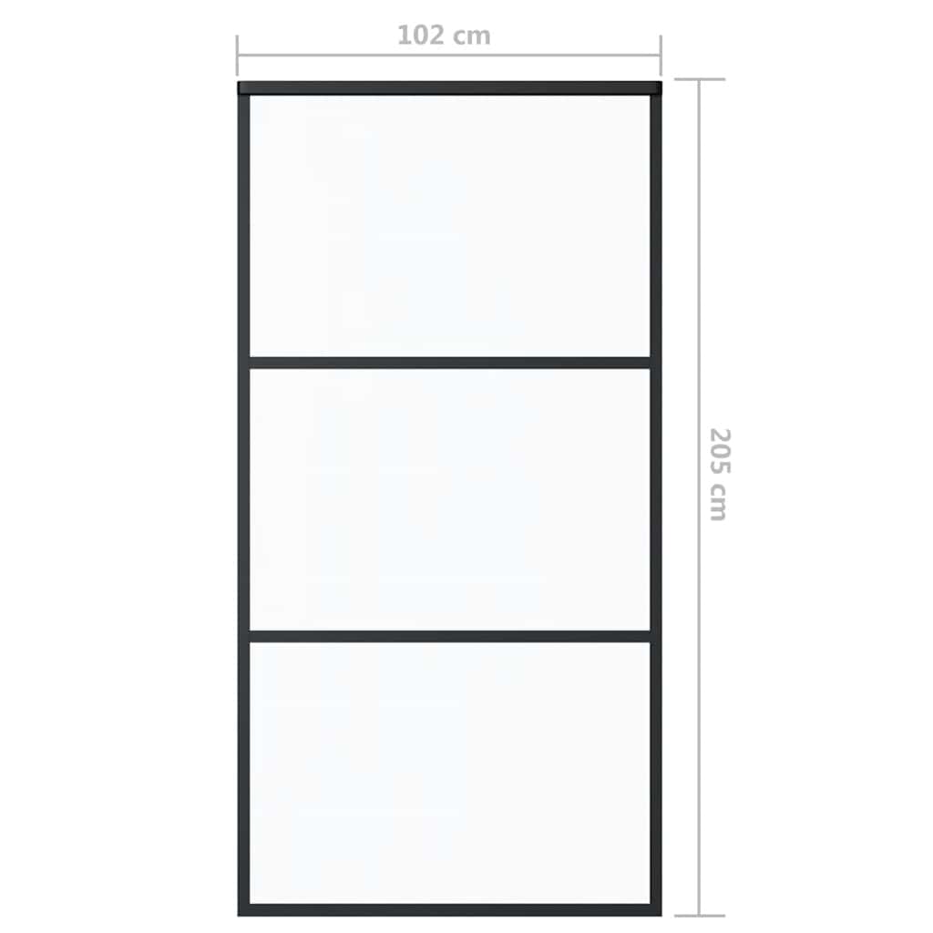 Klizna vrata od stakla ESG i aluminija 102 x 205 cm crna