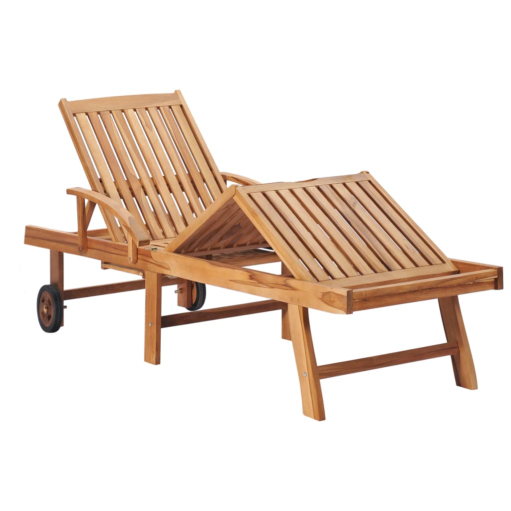 Ležaljke za sunčanje s krem jastukom 2 kom od masivne tikovine