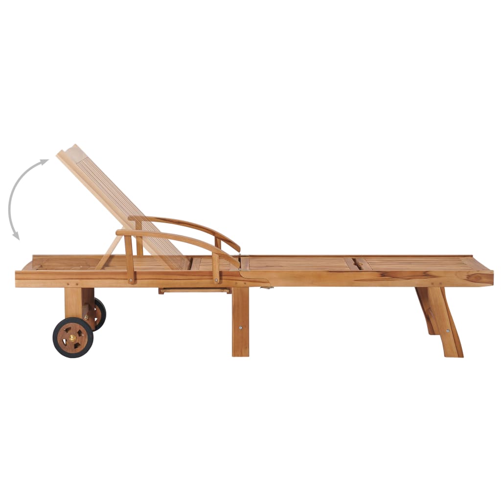 Ležaljke za sunčanje s jarkozelenim jastukom 2 kom od tikovine