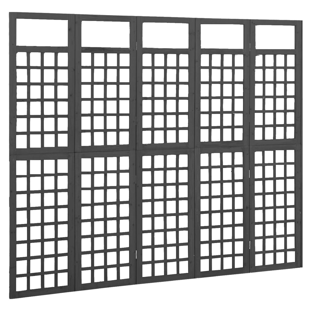 Sobna pregrada / rešetka s 5 panela jelovina 201,5x180 cm crna