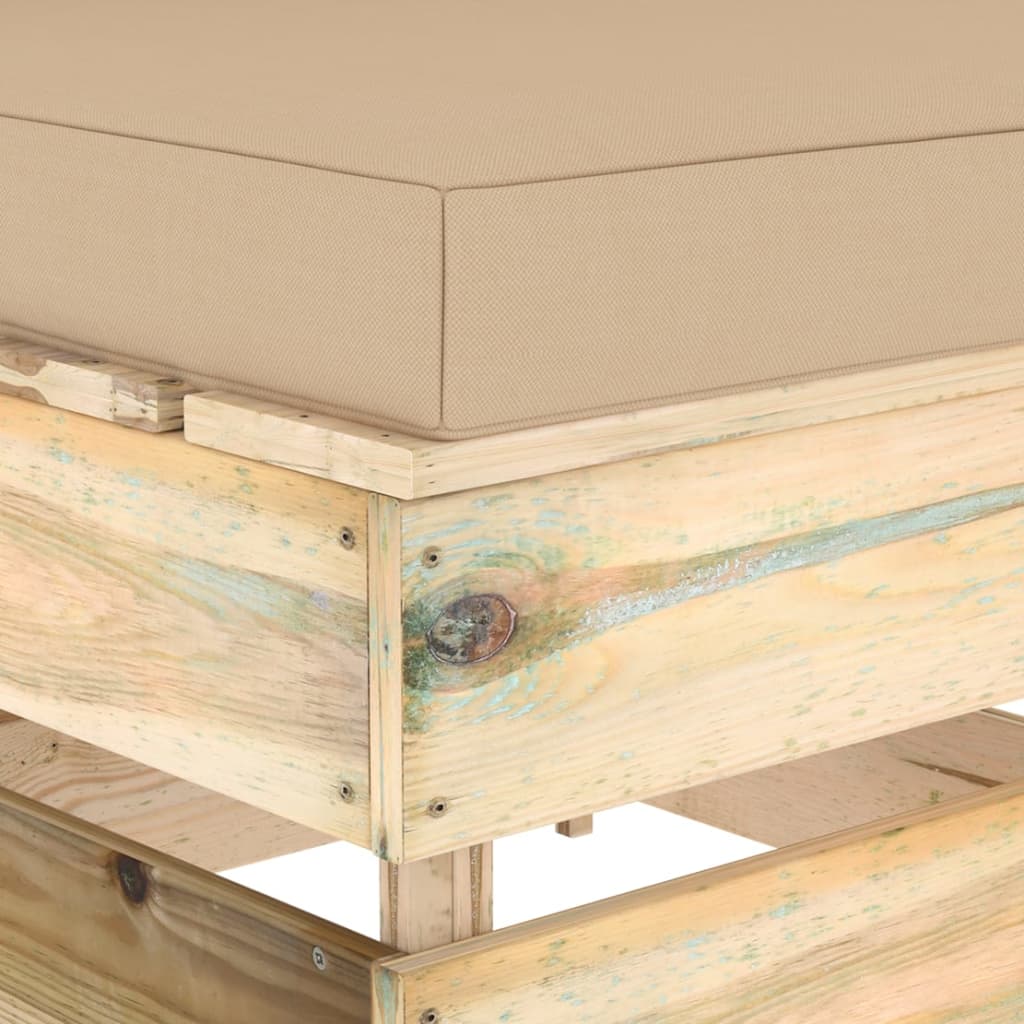 Modularna srednja sofa s jastucima od zeleno impregniranog drva