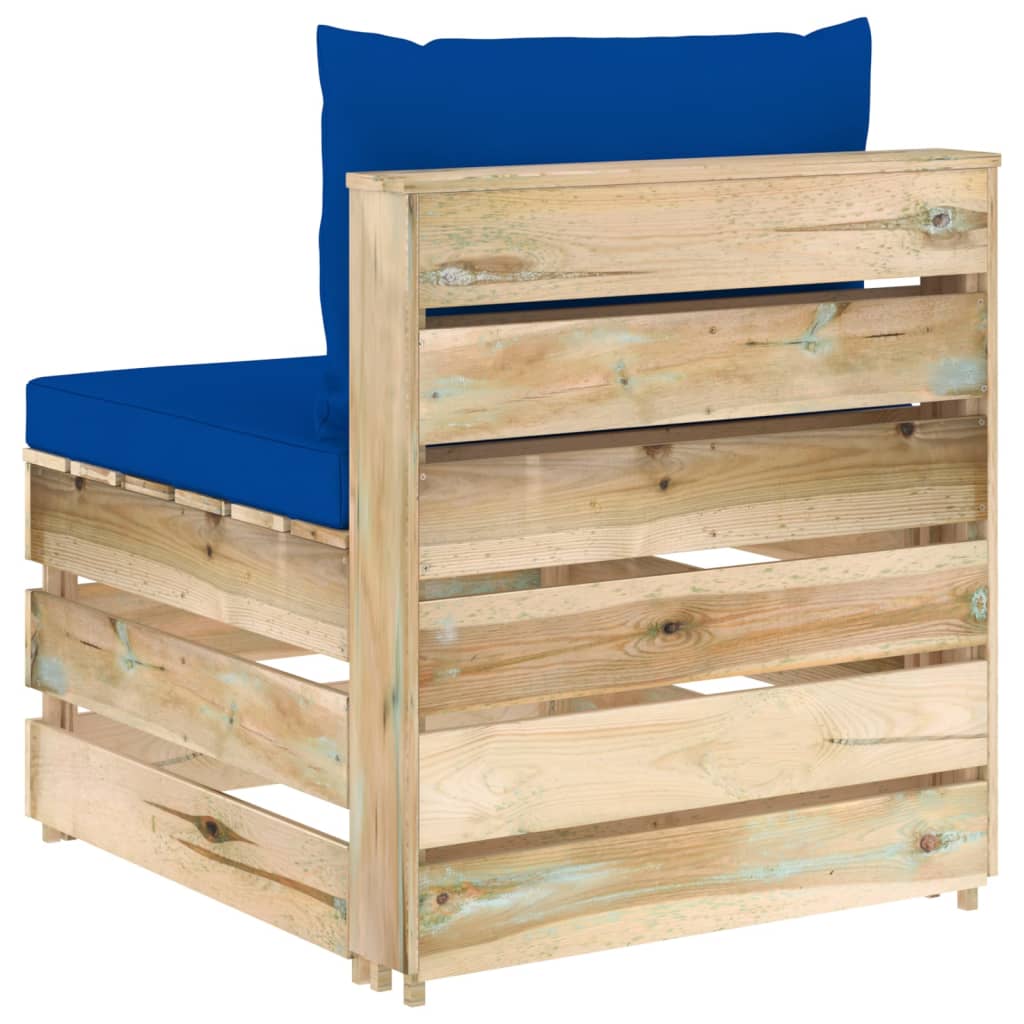 Modularna srednja sofa s jastucima od zeleno impregniranog drva