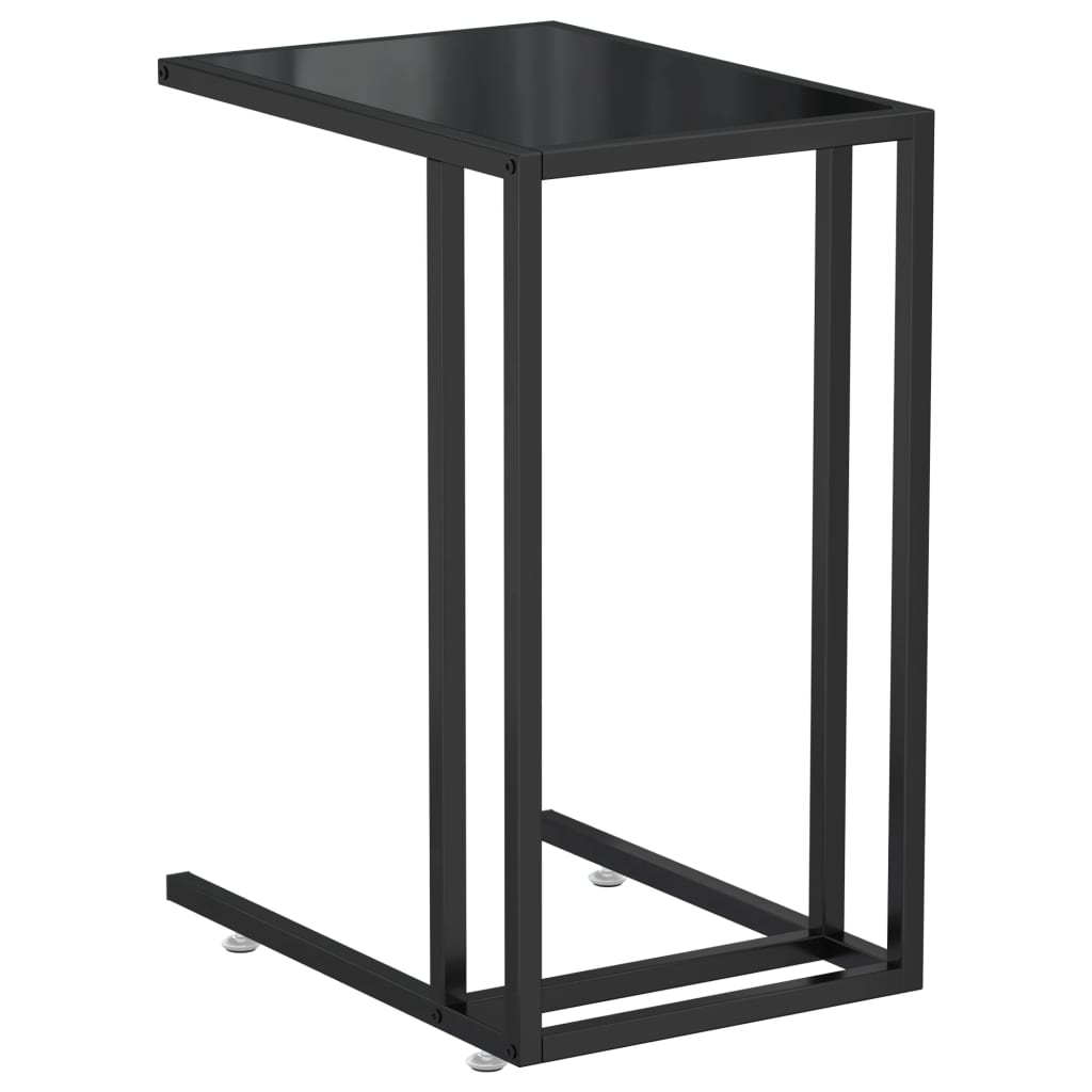 Bočni stolić za računalo crni 50x35x65 cm od kaljenog stakla