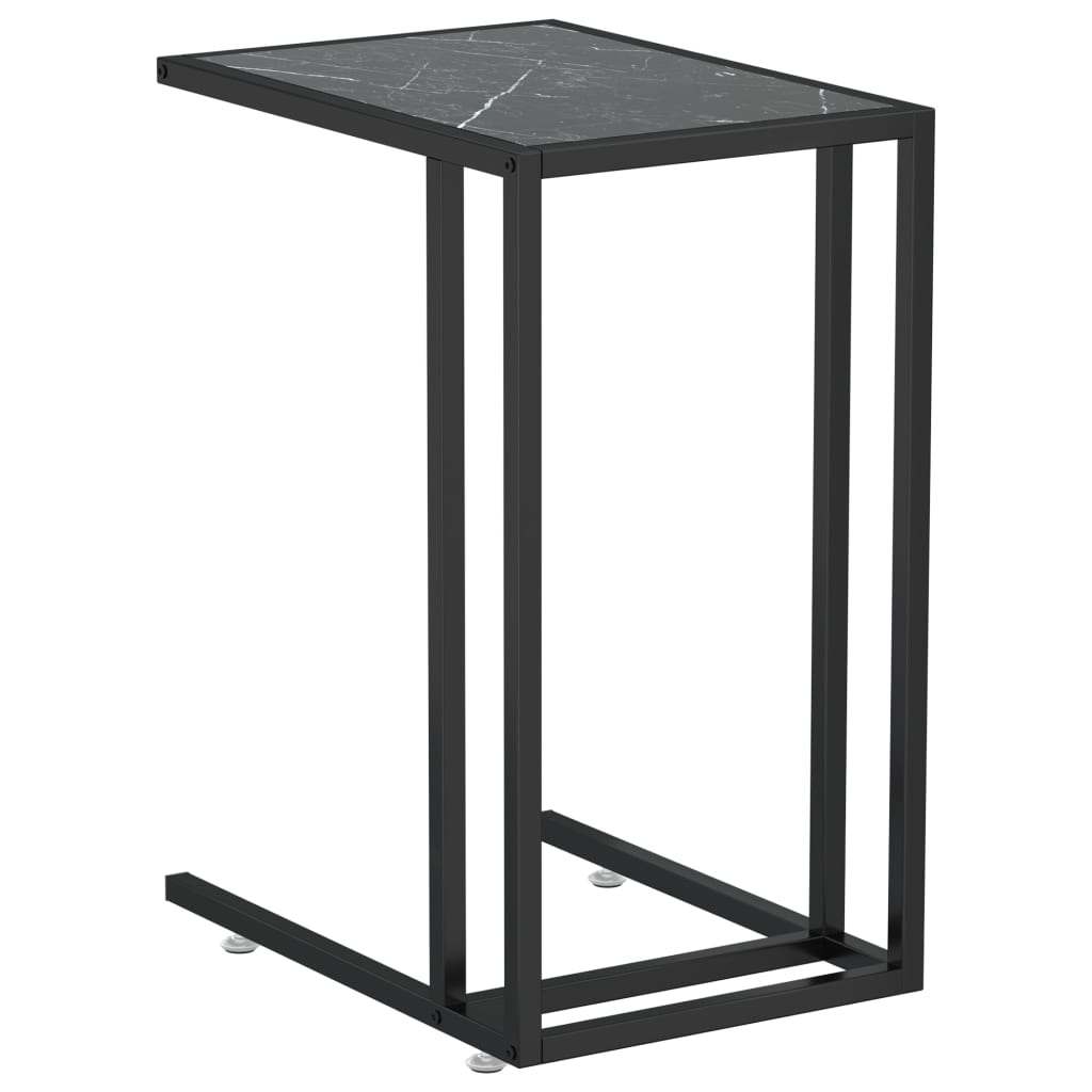 Bočni stolić za računalo crni mramor 50x35x65 cm kaljeno staklo